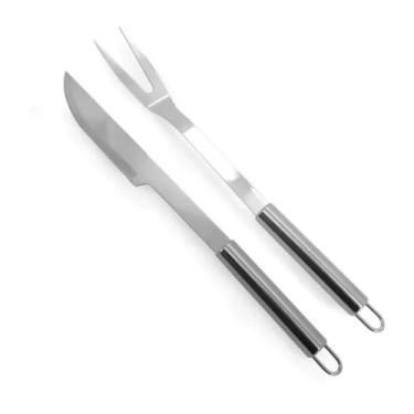 Imagem de Kit Churrasco Inox Faca Jogo Conjunto Faca + Garfo 2 Unidades - Mimo S