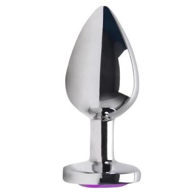 Imagem de Plug Anal em Aço Inox Tamanho G com Jóia Coração Sexo Anal Masculino e