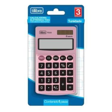 Imagem de Calculadora Tilibra TC03 Rosa Claro Plástico 8 Dígitos de Bolso Ref: 2