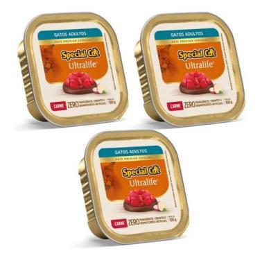 Imagem de Kit 3 Patê Gatos Castrados Carne 100g Ração Special Cat - SPECIAL DOG