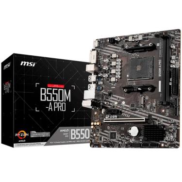 Imagem de Placa Mãe MSI B550M-A PRO com Chipset AMD B550, DDR4 Até 64GB e Pcie 4.0, M.2 Nvme e HDMI e DVI e USB 3.2, Áudio 7.1