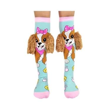 Imagem de Meias Até O Joelho Para Meninas Com Estampa De Cachorro Azul De Desenh