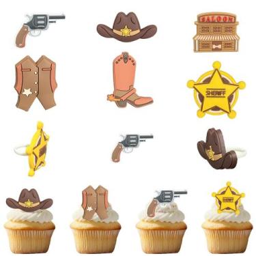 Imagem de Topo de Bolo LcingTify 24 unidades Tema Cowboy do Velho Oeste