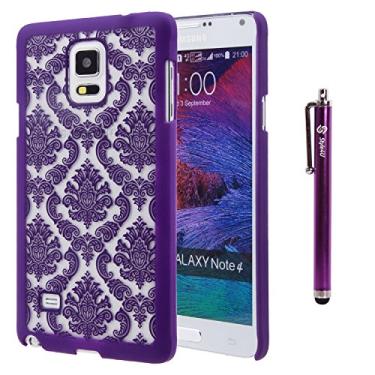 Imagem de Galaxy Note 4 Case, Style4U Galaxy Note 4 [Purple] Flower Damask Design Slim Fit Case Cover for Samsung Galaxy Note 4 with 1 Stylus and 1 HD Clear Screen Protector [Purple]