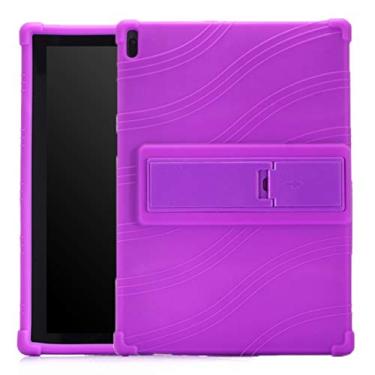 Imagem de Capa para tablet Lenovo Tab E10 Tablet PC capa protetora de silicone com suporte invisível mangas (cor: roxa)