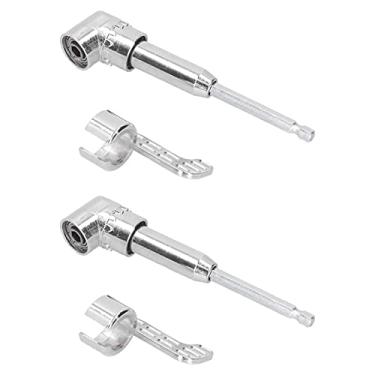 Imagem de 2 conjuntos de adaptadores de soquete de extensão de ângulo de 105 graus, haste sextavada, chave de fenda, suporte de pontas angulares