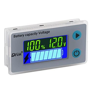 Imagem de Monitor de bateria, DROK 10-100 V testador digital de capacidade da bateria, medidor de temperatura de tensão de nível de porcentagem, medidor de medidor de temperatura de 12 V 24 V 36 V 48 V painel indicador de potência de bateria RV marinho