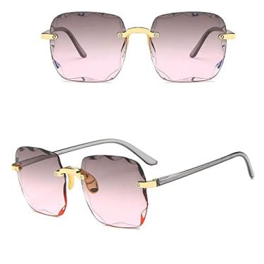 Imagem de Classic Vintage Square Sunglasses Woman Gradient Mirror Frameless Sun Glasses Female Retro Fashion Rimless Oculos De Sol,Gray Pink,china
