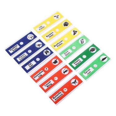 Imagem de Garosa 12 peças Lâminas de microscópio Lâminas de microscópio preparadas em plástico para biologia Amostras de laboratório Lâminas de microscópio educacional portátil (embalagem mista), lâminas de microscópio