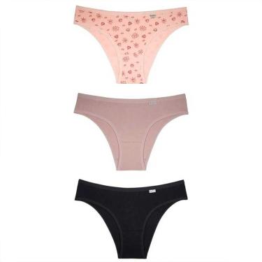 Imagem de Calcinha Feminina Kit 03 Peças Biquini Cotton Sortidas