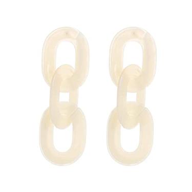 Imagem de MAXBROTHERS brincos de acrílico, brincos de moda, brincos femininos，brincos femininos grandes; brincos femininos de argola (Branco)