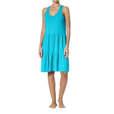 Imagem de HUE Vestido feminino Slub Tiered Midi Length Lounge, Scuba Blue, P