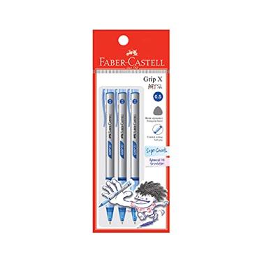 Imagem de Faber-Castell Pacote de 3 canetas esferográficas ergonômicas Grip X (0,5 mm – azul) barril triangular, escrita sem fadiga, super suave