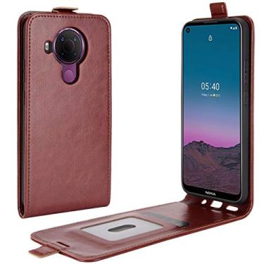 Imagem de HONGYAN Capa de telefone Para Nokia 5.4 R64 TEXTURA CASA DE COLATO VERTICAL DO VERTICA com slots de cartão e moldura fotográfica Capa protetora