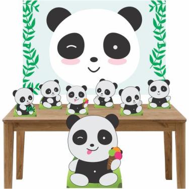 Imagem de Kit Decoração De Festa Totem Display 8 Peças Pandas - Inove Adesivos