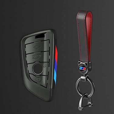 Imagem de CSHU Porta-chaves do carro capa porta-chaves porta-chaves porta-chaves, apto para BMW 2 3 5 7 Série 6GT X1 X3 X5 X6 F45 F46 G20 G30 G32 G11 G11 G12 F48 G01 F15 F85 F16 F86, faixa preta