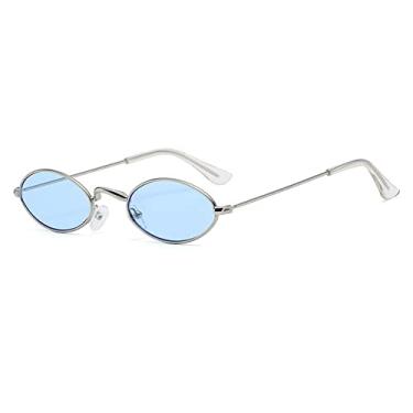 Imagem de Óculos de Sol Steampunk Moda Feminina Oval Retro Masculino Óculos de Sol Personalidade Óculos Steampunk Óculos de Condução Gótico, C5 Azul, Tamanho Único