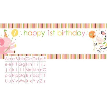 Imagem de Banner de festa gigante com adesivos personalizáveis, Sweet at One Girls