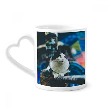 Imagem de Caneca de fotografia de gato preguiçoso animal caneca de café cerâmica copo de coração de vidro