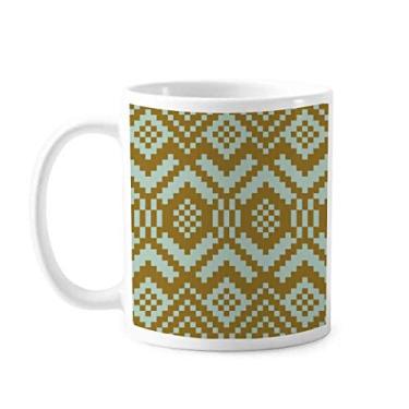 Imagem de Caneca azul claro simétrico ilustração quadrada cerâmica cerâmica café xícara de porcelana louça louça