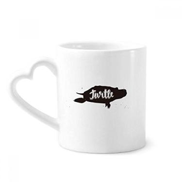 Imagem de Caneca de animal tartaruga preta e branca caneca de café cerâmica copo de coração de vidro