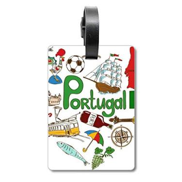 Imagem de Portugal Love Heart Landscap Bandeira nacional mala etiqueta bagagem cartão pendurado etiqueta, Multicolorido.