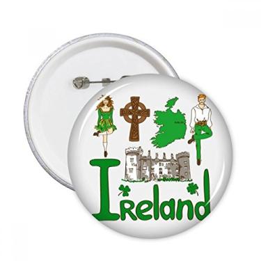 Imagem de Emblema de símbolo nacional da Irlanda com padrão de marco redondo e broches de crachá, acessório, decoração 5 peças