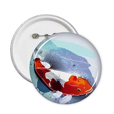 Imagem de Broche de peixe japonês Koi estilo aquarela broche botão emblema acessório decoração 5 peças