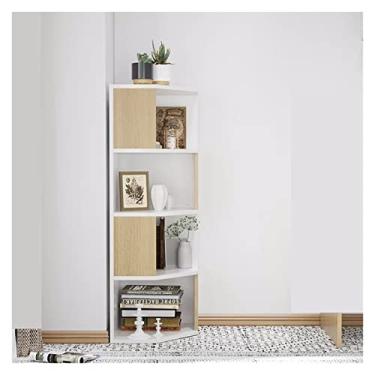 Imagem de KIZQYN Estante de livros canto de estudo pequena estante de livros sala de estar prateleira de armazenamento de canto prateleira de chão