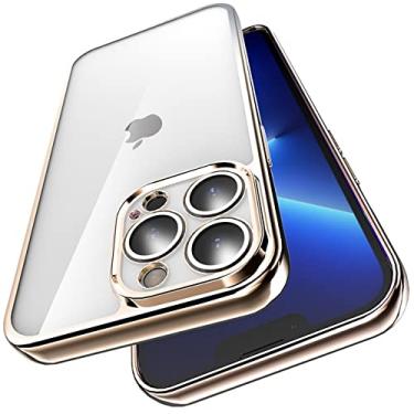Imagem de Capa de revestimento de acrílico de luxo para iphone 13 pro max transparente capa de galvanização tpu dura para iphone 13pro max, ouro, para iphone 13 promax