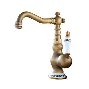 Imagem de LIDON Torneira de cozinha de latão retrô, torneira de pia banheiro vintage, torneira de cozinha latão antigo, torneiras de banheiro vintage para pia 1 furo, B antigo (cor: antigo D)