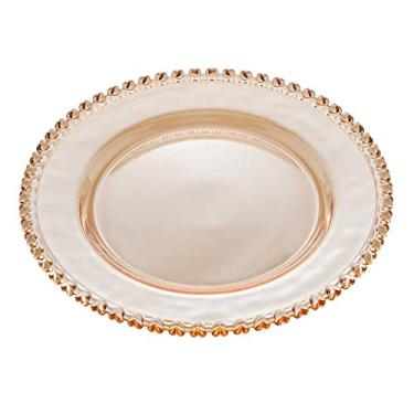 Imagem de PRATO RASO DE CRISTAL CORAÇÃO 28CM ÂMBAR