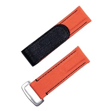 Imagem de CZKE Tecido de nylon couro 20mm colorido pulseira de relógio para pulseira Rolex DAYTONA SUBMARINER GMT Yacht-Master pulseira pulseira relógio pulseira (cor: fivela de prata laranja, tamanho: 20mm)