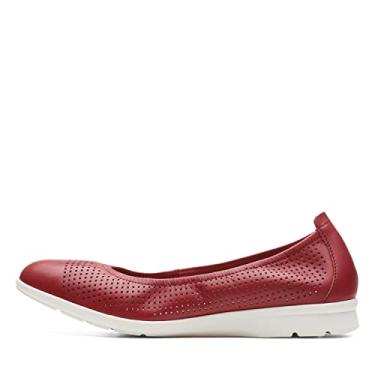 Imagem de Clarks Sapatilha feminina Jenette Ease Ballet, Couro vermelho, 37