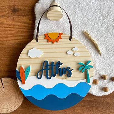 Imagem de Porta Maternidade - Flâmula Praia Sol e Prancha de Surf