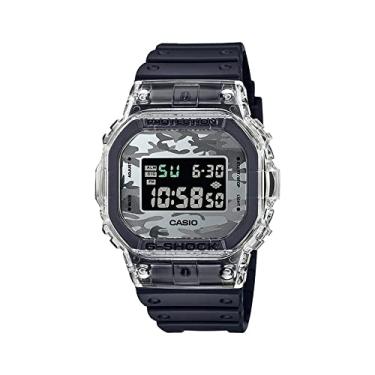 Imagem de Casio Relógio masculino G-Shock com mostrador preto digital quadrado, Preto/cinza camuflado, correia