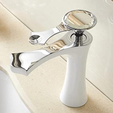 Imagem de Torneira para lavatório, diamante quente e frio, dourado, preto, alça única, furo único, torneiras para pia de banheiro, torneira misturadora montada no convés, tamanho único