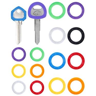 Imagem de Chaveiros Uniclife com etiquetas, chaveiro de plástico, anéis de codificação em 9 , Key Cap, 28PCS（ 1" & 1.2"）