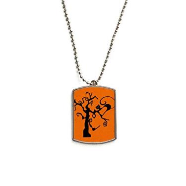 Imagem de DIYthinker Colar de gato com pingente de corrente de aço inoxidável laranja Hallowmas para Halloween