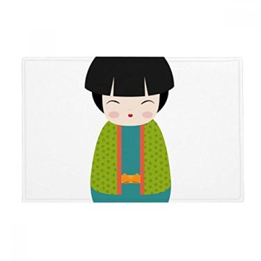 Imagem de DIYthinker Tapete para porta de banheiro com arte de quimono verde japonês, tapete antiderrapante