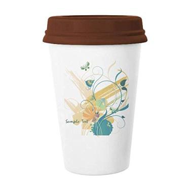 Imagem de Caneca elegante de borboleta rural flor caneca café copo cerâmica copo copo tampa