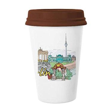 Imagem de Caneca de arquitetura alemã Berlim Berlim vidro bebendo cerâmica copo tampa