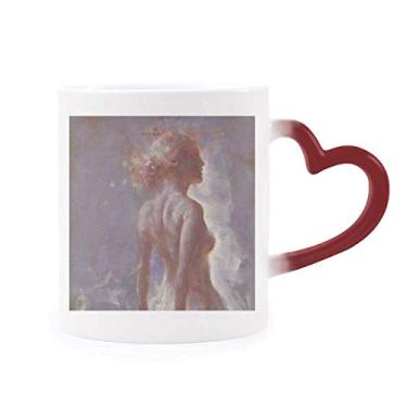 Imagem de Caneca Dance XJJ com pintura a óleo sensível ao calor, copo de grés que muda de cor vermelha