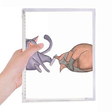 Imagem de Caderno de folhas soltas com pintura em aquarela e gato azul Miaoji