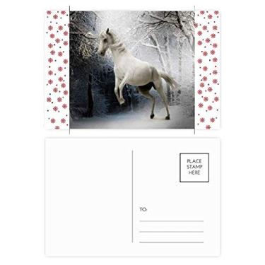 Imagem de White Horse Science Cenário Natureza Natal Flor Celebração Cartão Postal Bênção Cartão Postal