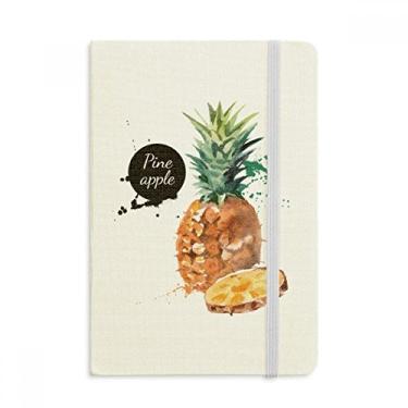 Imagem de Caderno de anotações em aquarela com estampa de abacaxi saboroso e saudável em tecido capa dura