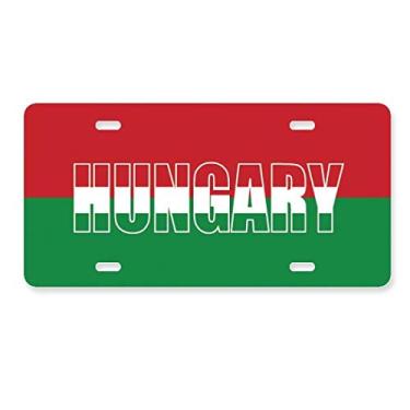 Imagem de DIYthinker Placa de carro com nome da bandeira da Hungria, acessório de aço inoxidável