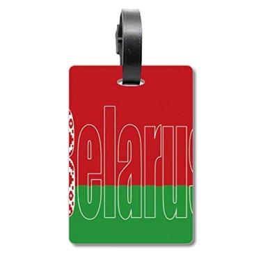 Imagem de Bolsa de mala com nome da bandeira Belar com etiqueta para cartão de bagagem