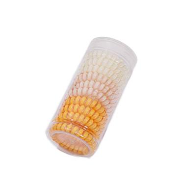 Imagem de Canjoyn 10 peças de tiras de cabelo em espiral de borracha, elástico, sem vinco, bobina, cabelo, rabo de cavalo, bobinas de cabelo, cabos, laços de cabelo para mulheres, cabelo grosso, Amarelo