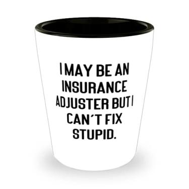Imagem de Presente divertido para ajustador de seguro, I May Be an Insurance Adjuster but I Can't Fix Stupid, presente de copo de tiro de Natal para homens e mulheres